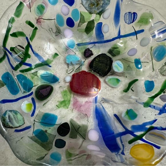 Fused, glass art glass bowl, decorative piece - Picture 3 of 14